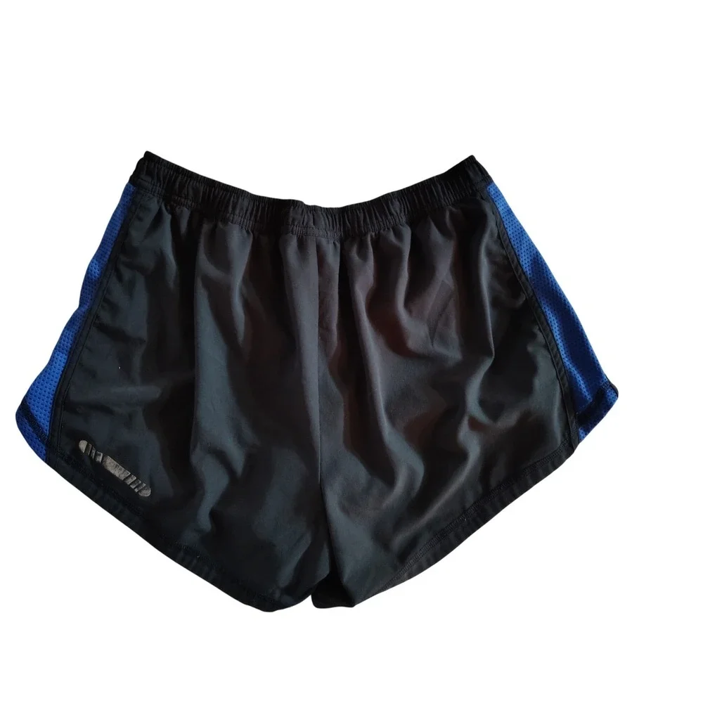 BG‎ Womens Running Shorts Black Blue Mesh Side Panels Athletic Gym Size Medium